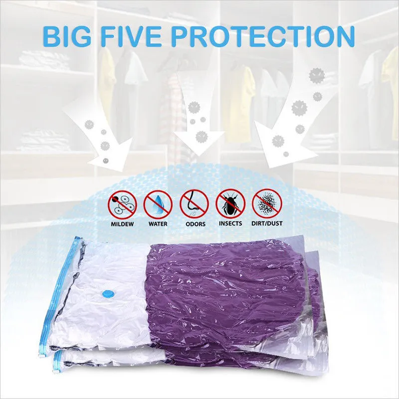 6 Pcs Set Vacuum Storage Bags | Space Saver Seal Compressing with Air Pump