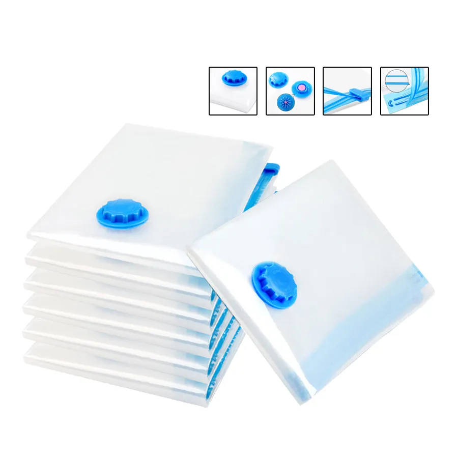 6 Pcs Set Vacuum Storage Bags | Space Saver Seal Compressing with Air Pump