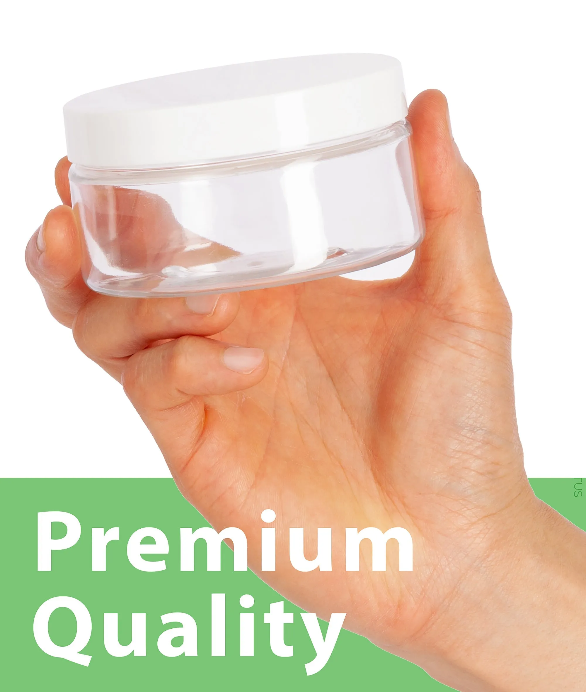 8 oz Clear Plastic Low Profile Jar with White Foam Lined Lid (12 Pack)