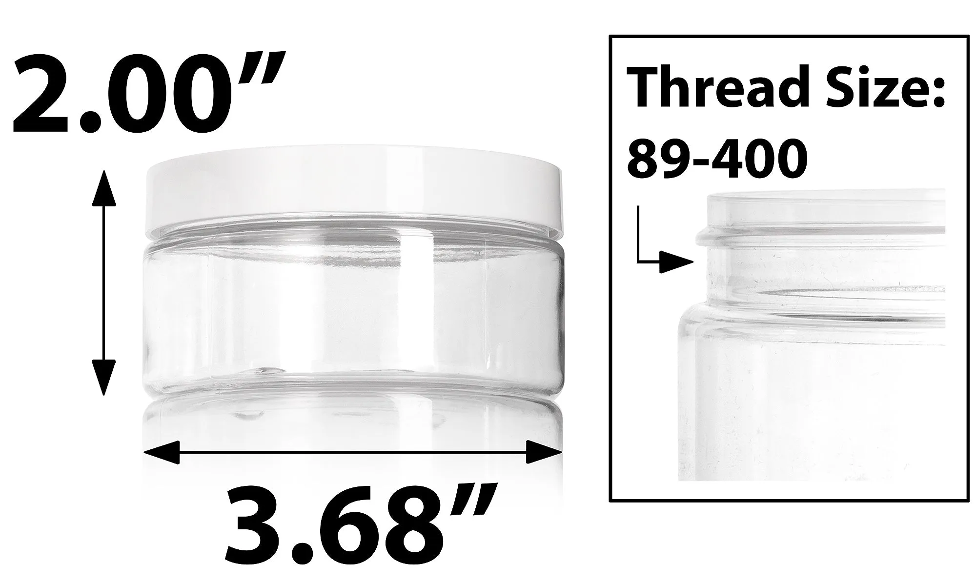 8 oz Clear Plastic Low Profile Jar with White Foam Lined Lid (12 Pack)