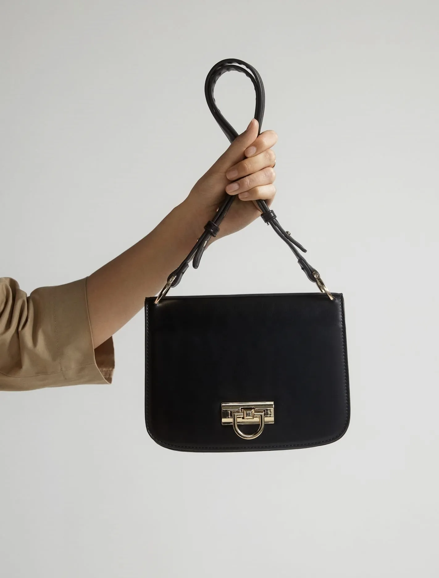 Alina Metal Clasp Saddle Bag