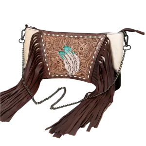 American Darling® Ladies Cowhide & Floral Embossed Purse ADBGZ691D