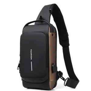 Anti Theft Men Shoulder Bag With Usb Charging Port