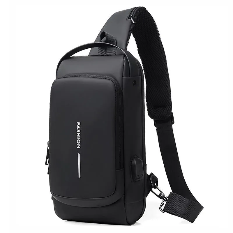 Anti Theft Men Shoulder Bag With Usb Charging Port