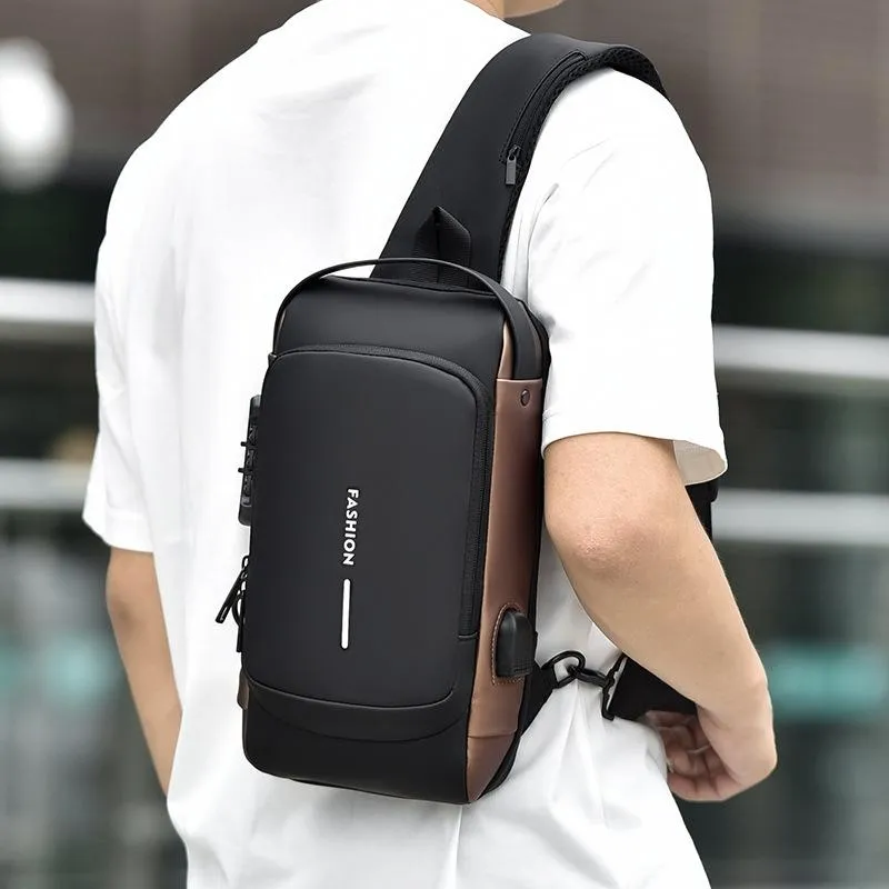 Anti Theft Men Shoulder Bag With Usb Charging Port