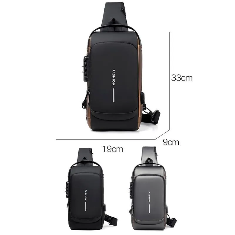 Anti Theft Men Shoulder Bag With Usb Charging Port