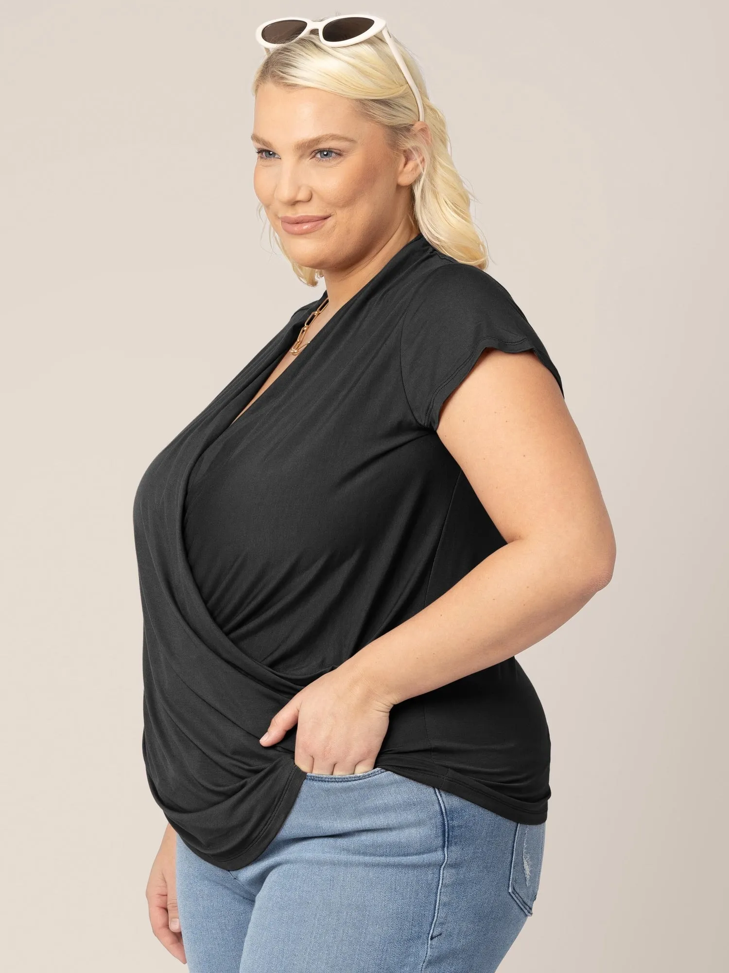 Bamboo Draped Nursing Top | Black
