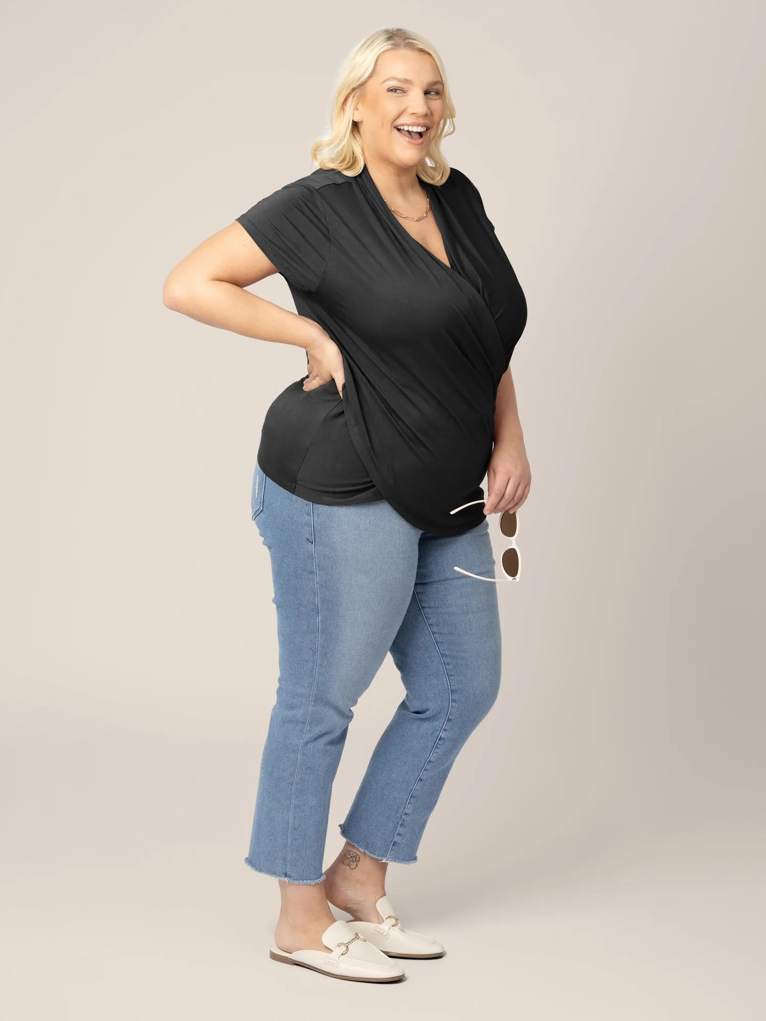 Bamboo Draped Nursing Top | Black
