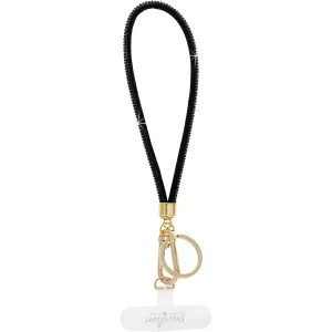 Black Wristlet Soft Gemmed Phone Wrist Strap