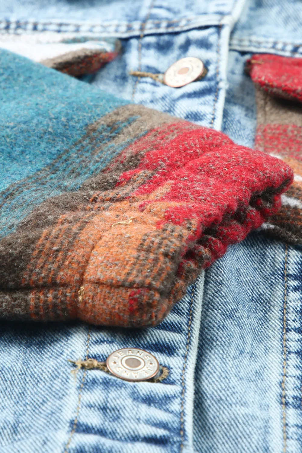Boho Chic Aztec Print Hooded Denim Jacket