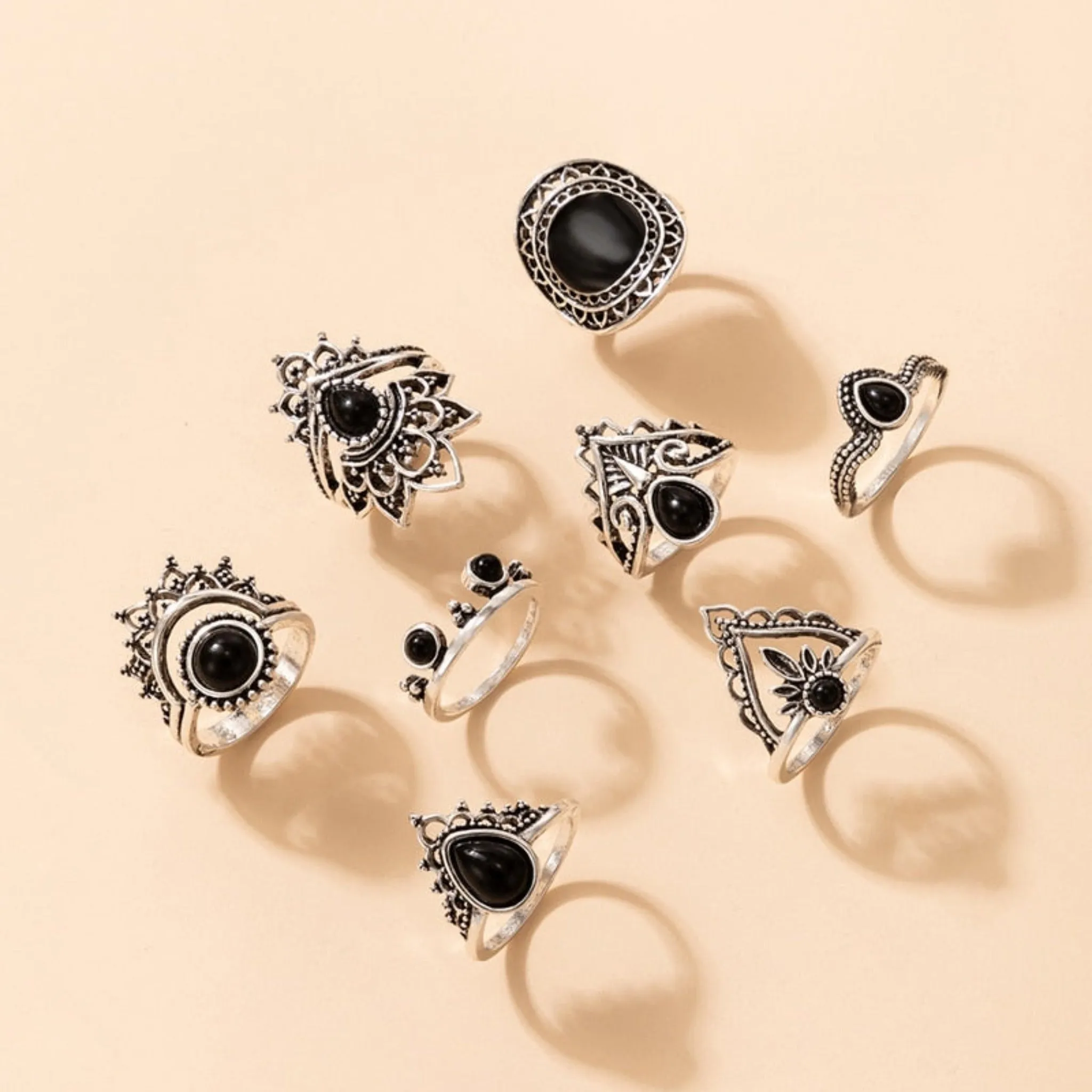 Boho Fashion Style Ring Set