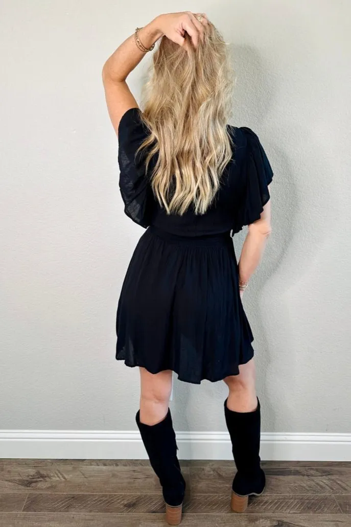 Bold Move Flutter Sleeve Mini Dress