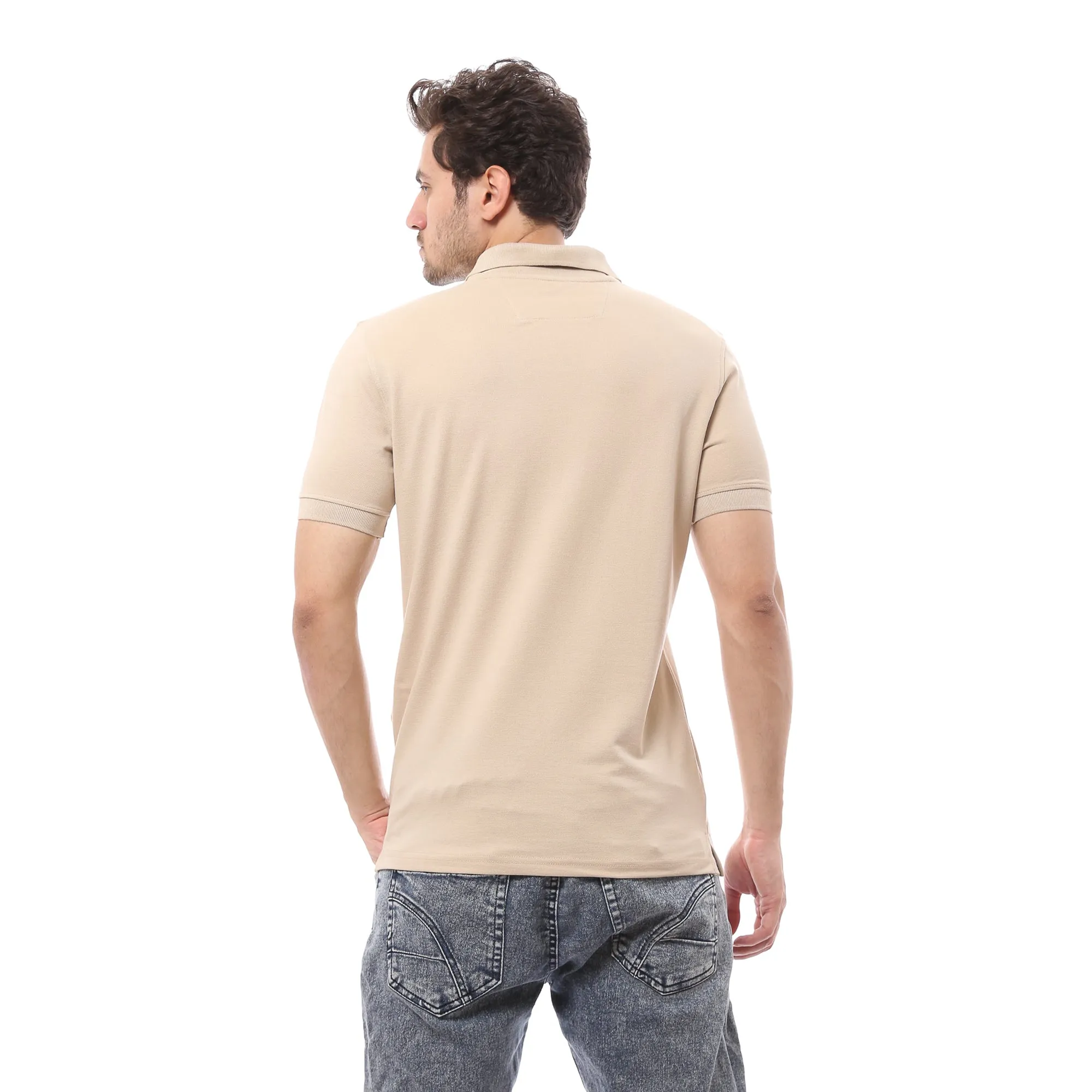 Classic Cotton Polo T-Shirt For Men - Beige