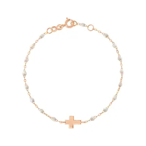 Classic Opal Cross Charm Bracelet, Rose Gold, 6.7"