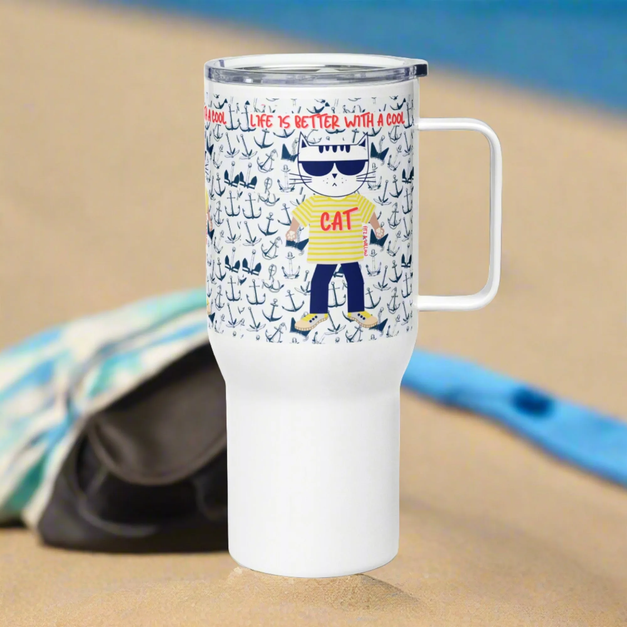 Cool Cat, Travel mug with a handle