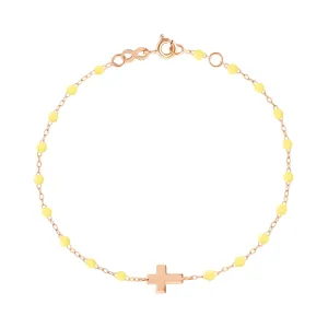 Cross Charm Classic Gigi Mimosa bracelet, Rose Gold, 6.7"