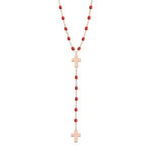 Cross Charm Classic Gigi Poppy rosary, Rose Gold, 16.5"
