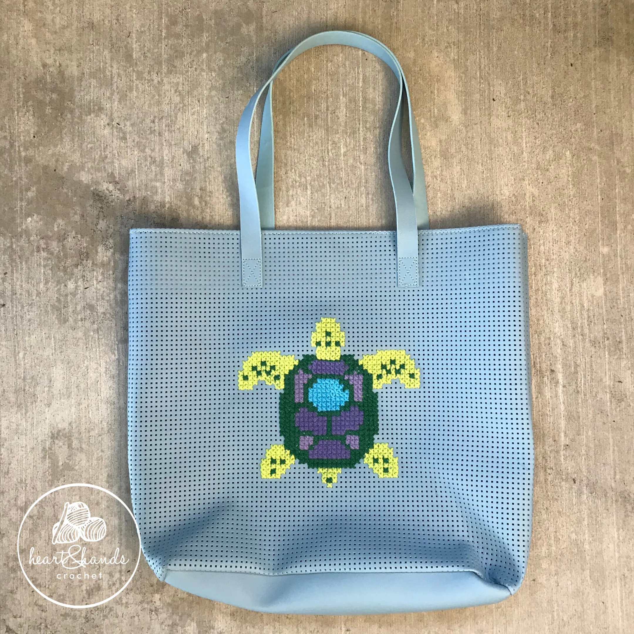Cross Stitched Tote - Sea Turtle