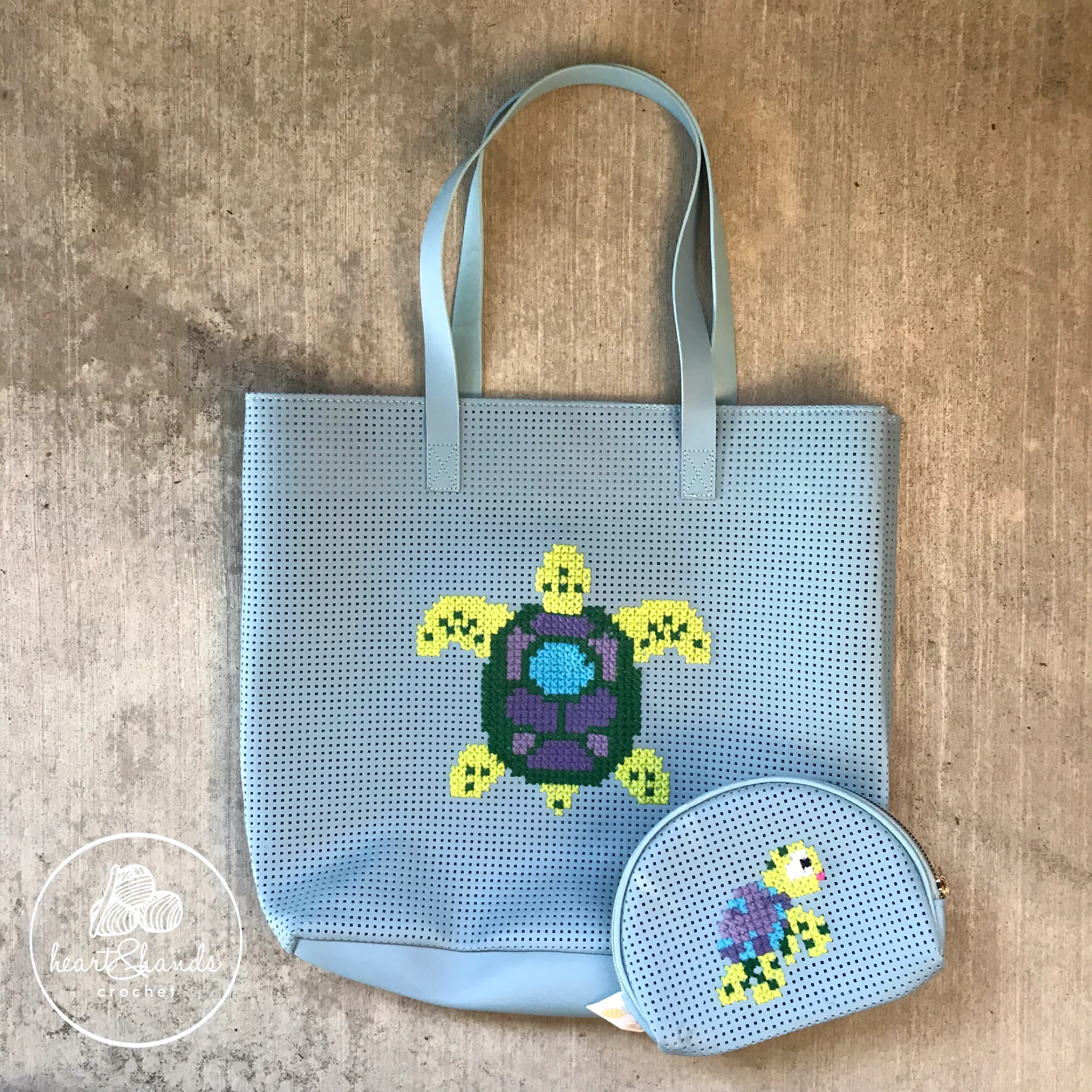 Cross Stitched Tote - Sea Turtle