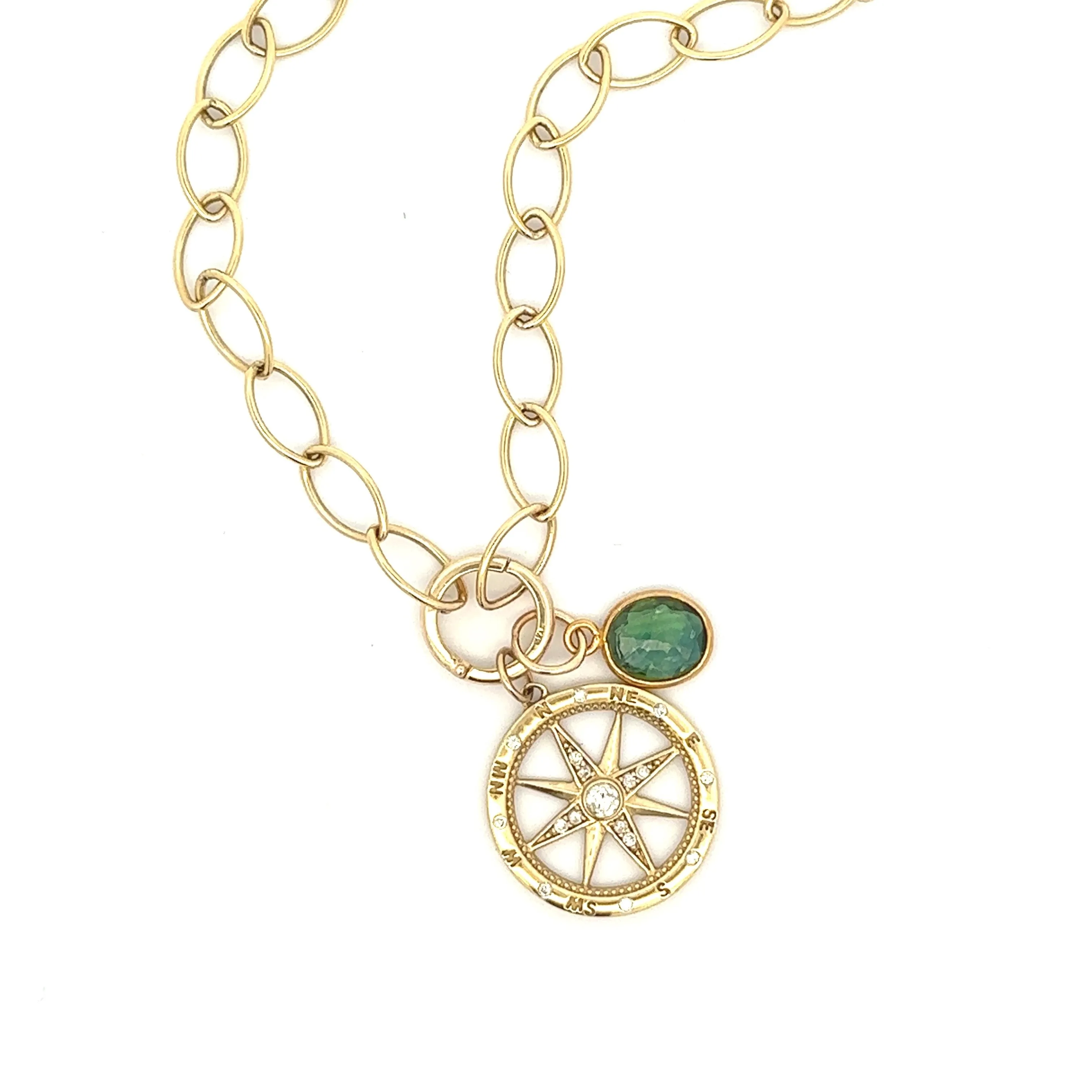 Diamond Compass Rose Charm with Circle