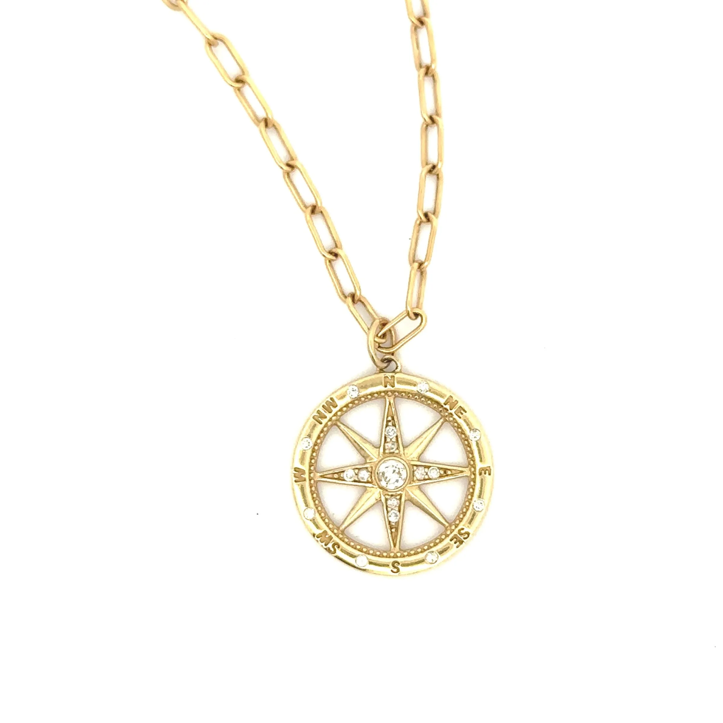 Diamond Compass Rose Charm with Circle