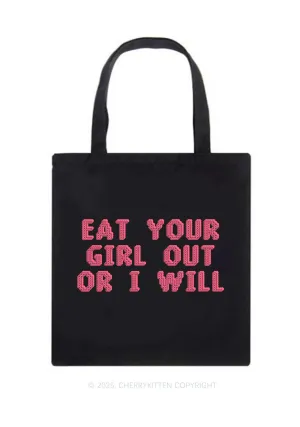 Eat Your Girl Out Pride Y2K Canvas Tote Bag Cherrykitten