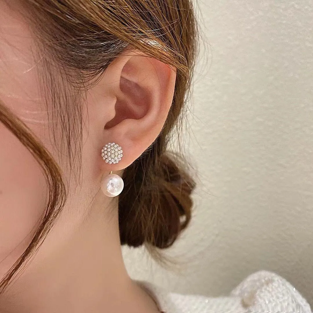Elegant Ball Back Hanging Pearl Earrings Charm Jewelry ECJCY34 F