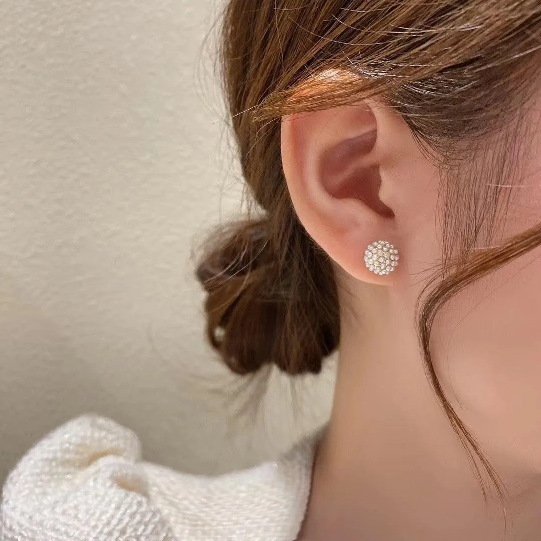 Elegant Ball Back Hanging Pearl Earrings Charm Jewelry ECJCY34 F