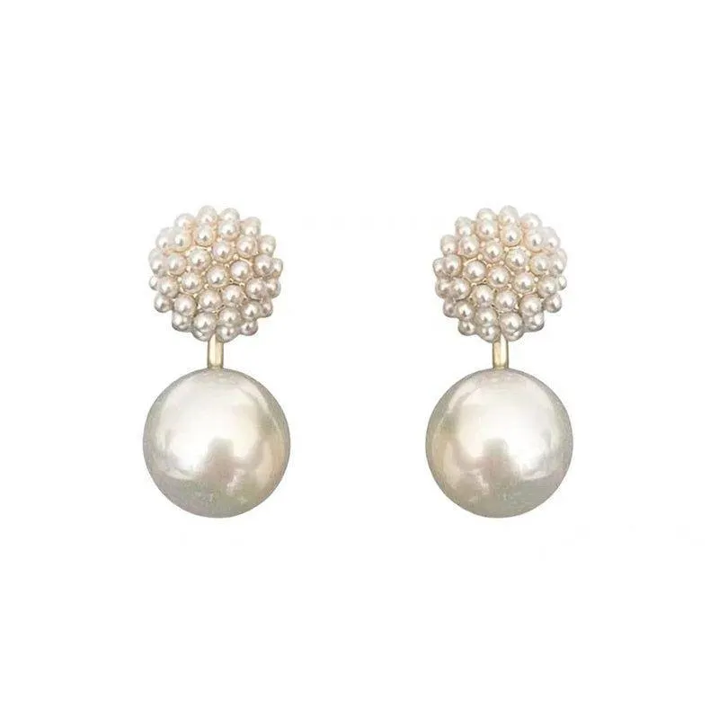Elegant Ball Back Hanging Pearl Earrings Charm Jewelry ECJCY34 F