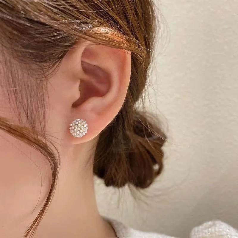 Elegant Ball Back Hanging Pearl Earrings Charm Jewelry ECJCY34 F