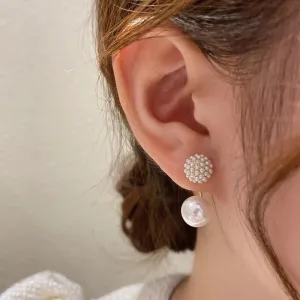 Elegant Ball Back Hanging Pearl Earrings Charm Jewelry ECJCY34 F