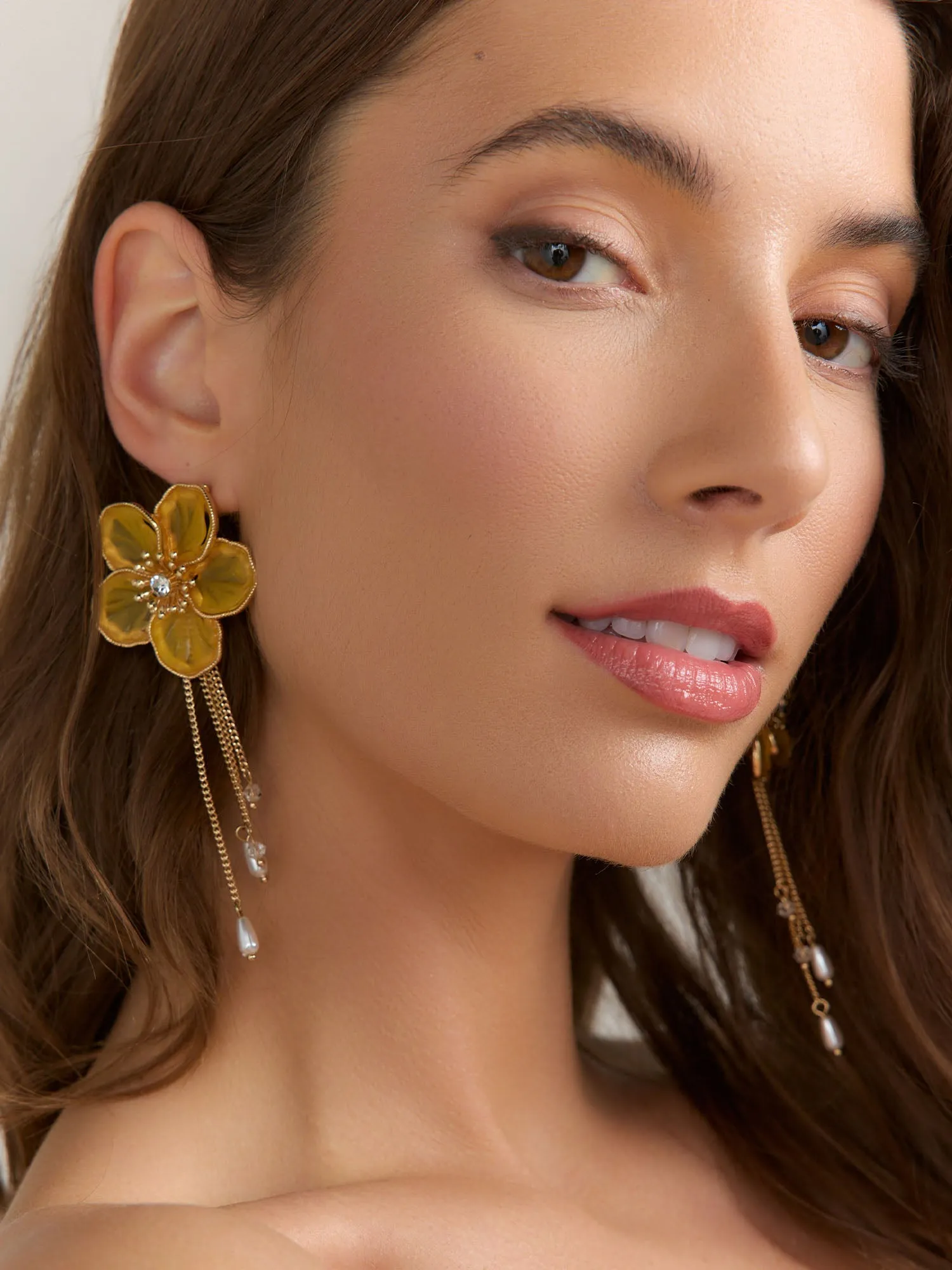 Floral Tassel Drop Earrings
