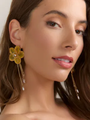 Floral Tassel Drop Earrings