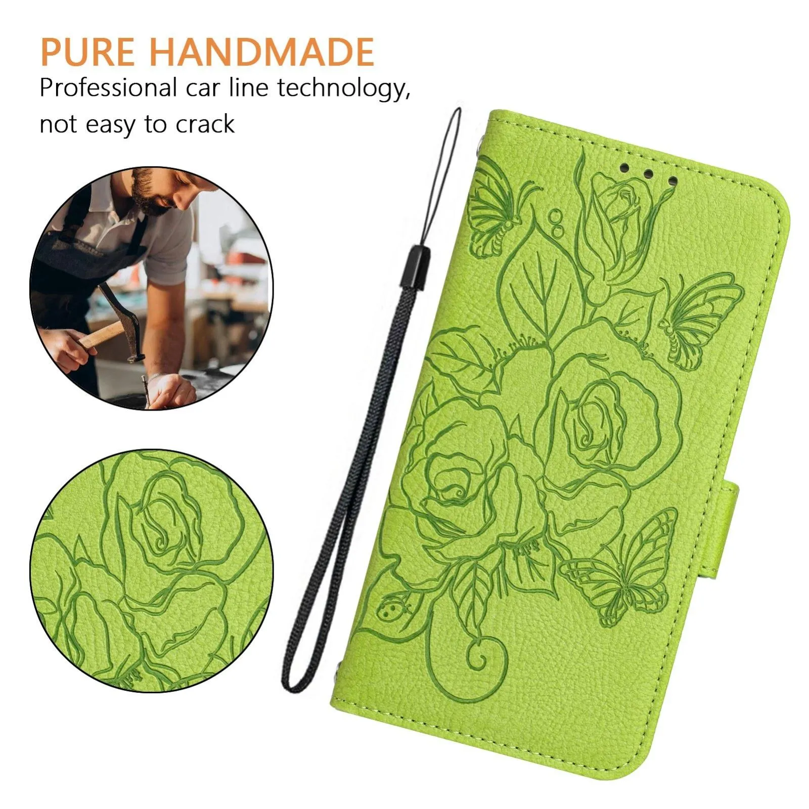For Iphone 15 Embossed Rose Rfid Anti-Theft Leather Phone Case