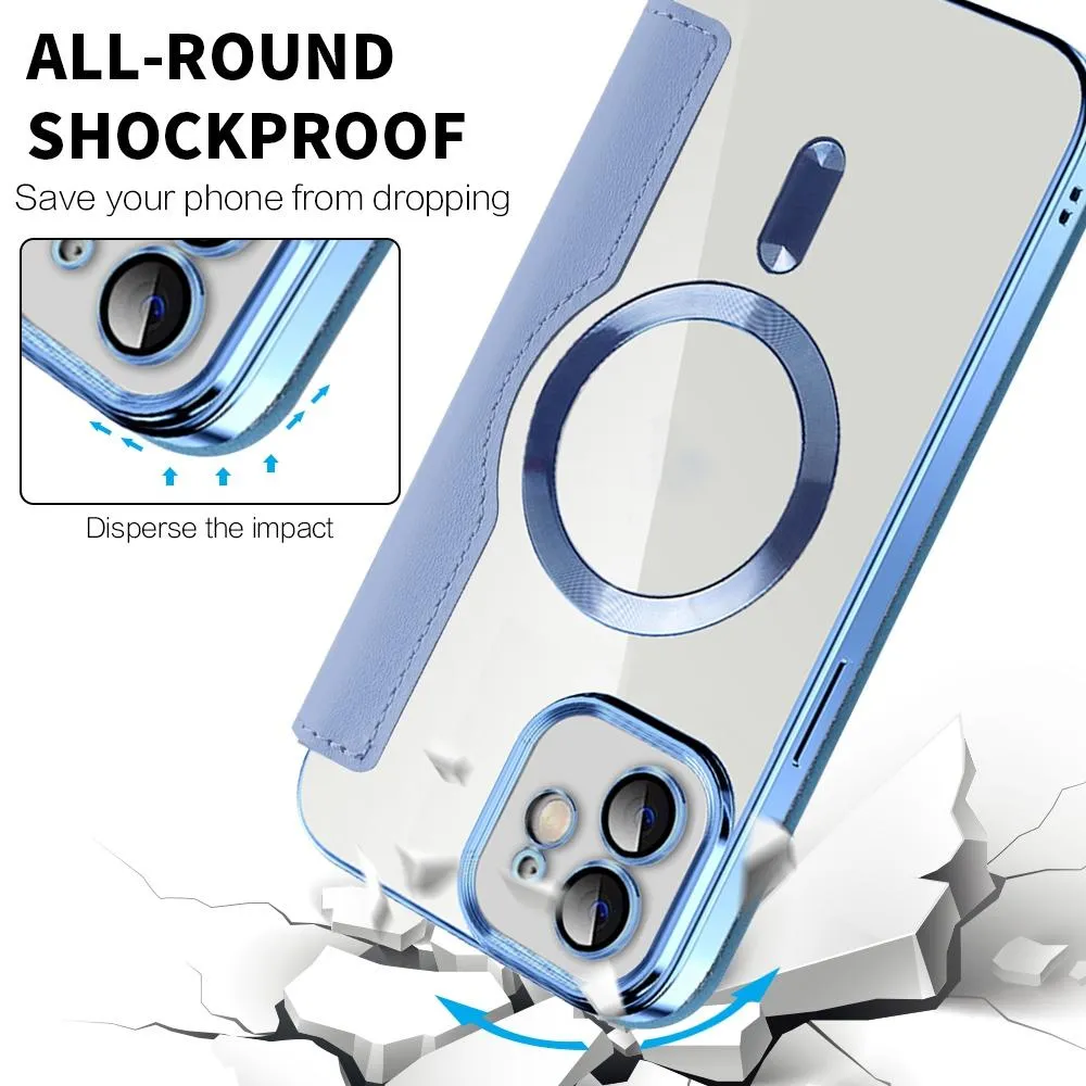For Iphone 15 Shield Magsafe Rfid Anti-Theft Rhombus Leather Phone Case