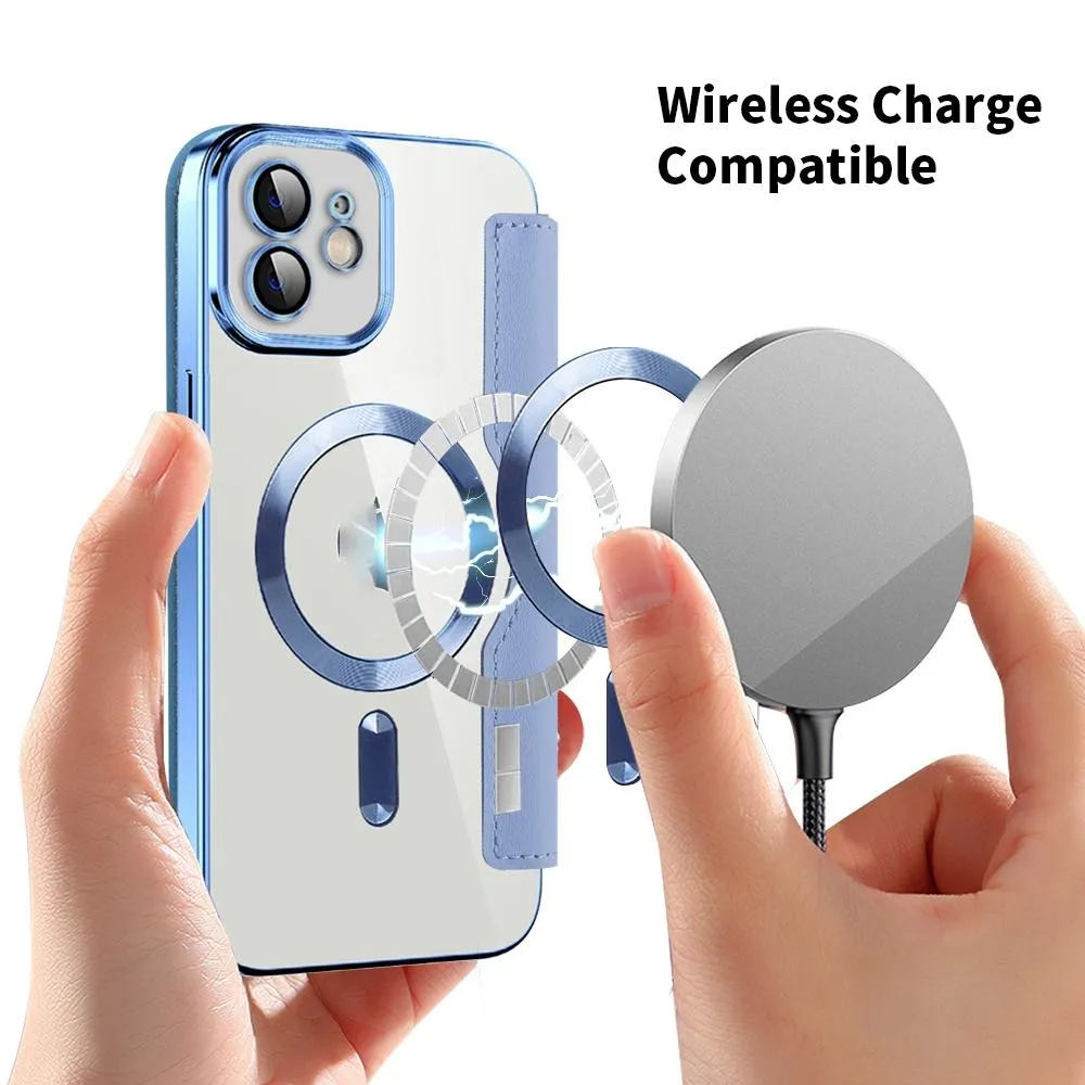 For Iphone 15 Shield Magsafe Rfid Anti-Theft Rhombus Leather Phone Case