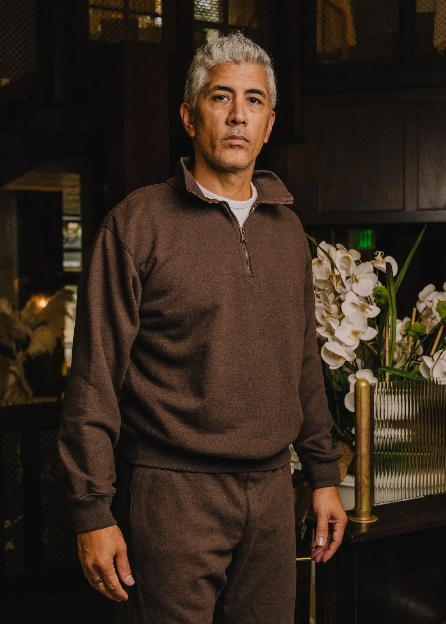 Garment-Dyed Terry Quarter Zip