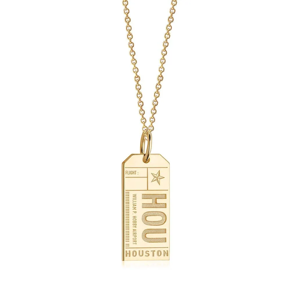 Houston Texas USA HOU Luggage Tag Charm Gold