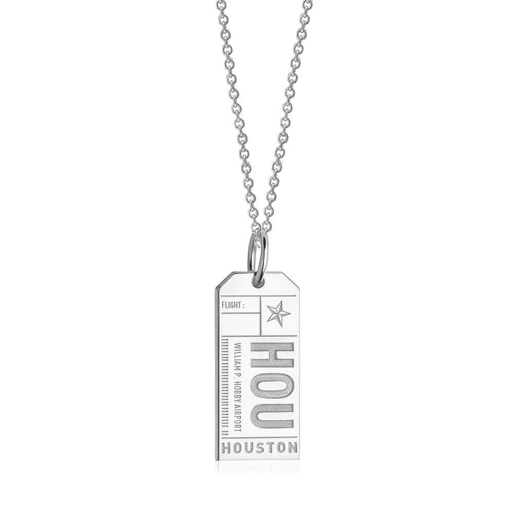 Houston Texas USA HOU Luggage Tag Charm Silver