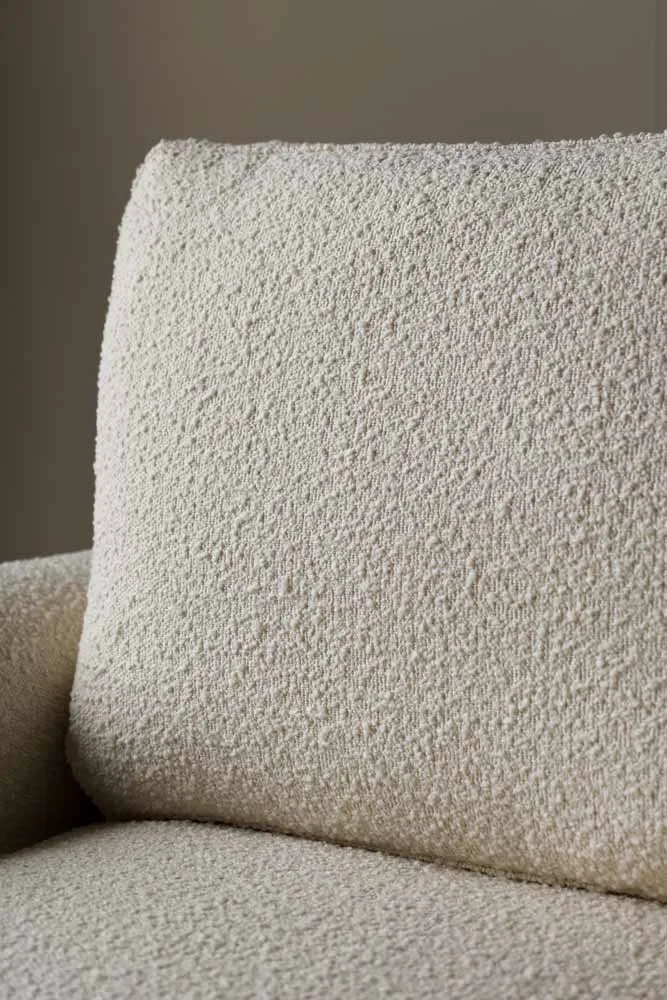 Ivory Boucle Fabric Curved Arm Armchair