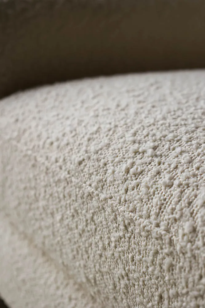 Ivory Boucle Fabric Curved Arm Armchair
