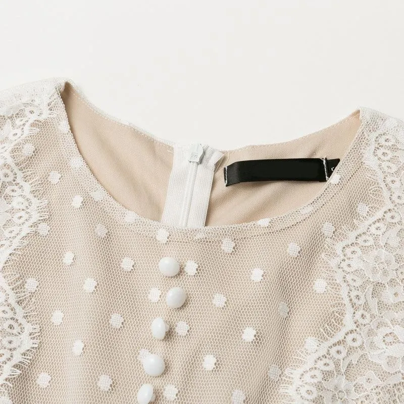 JuliaFashion - 2024Vintage Long Sleeve Mesh Lace Dress