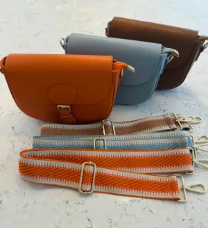 Leather Crossbody Saddle Bag & Two Straps