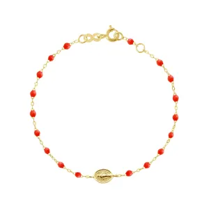 Madone Charm Classic Gigi Coral bracelet, Yellow Gold, 6.7"