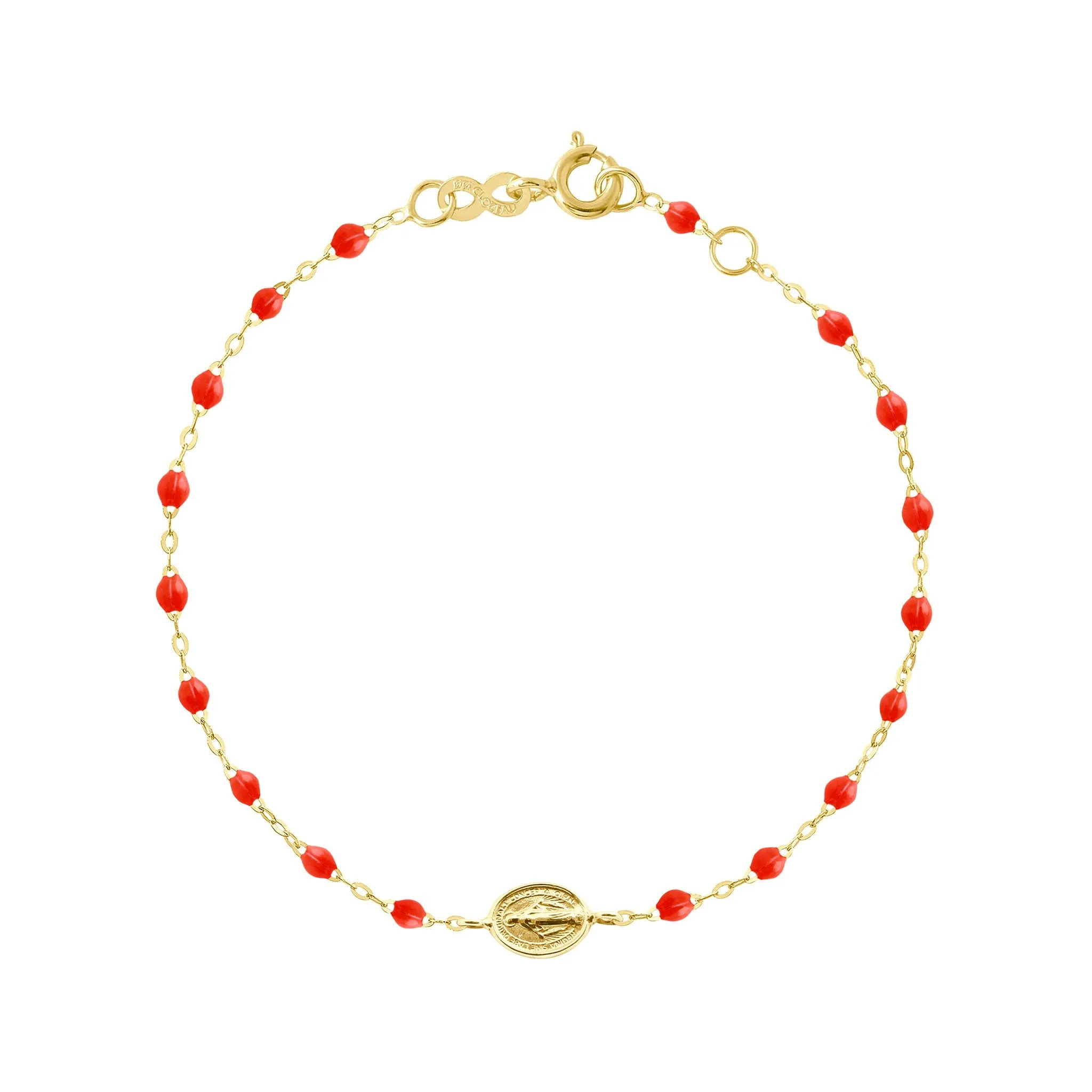 Madone Charm Classic Gigi Coral bracelet, Yellow Gold, 6.7"