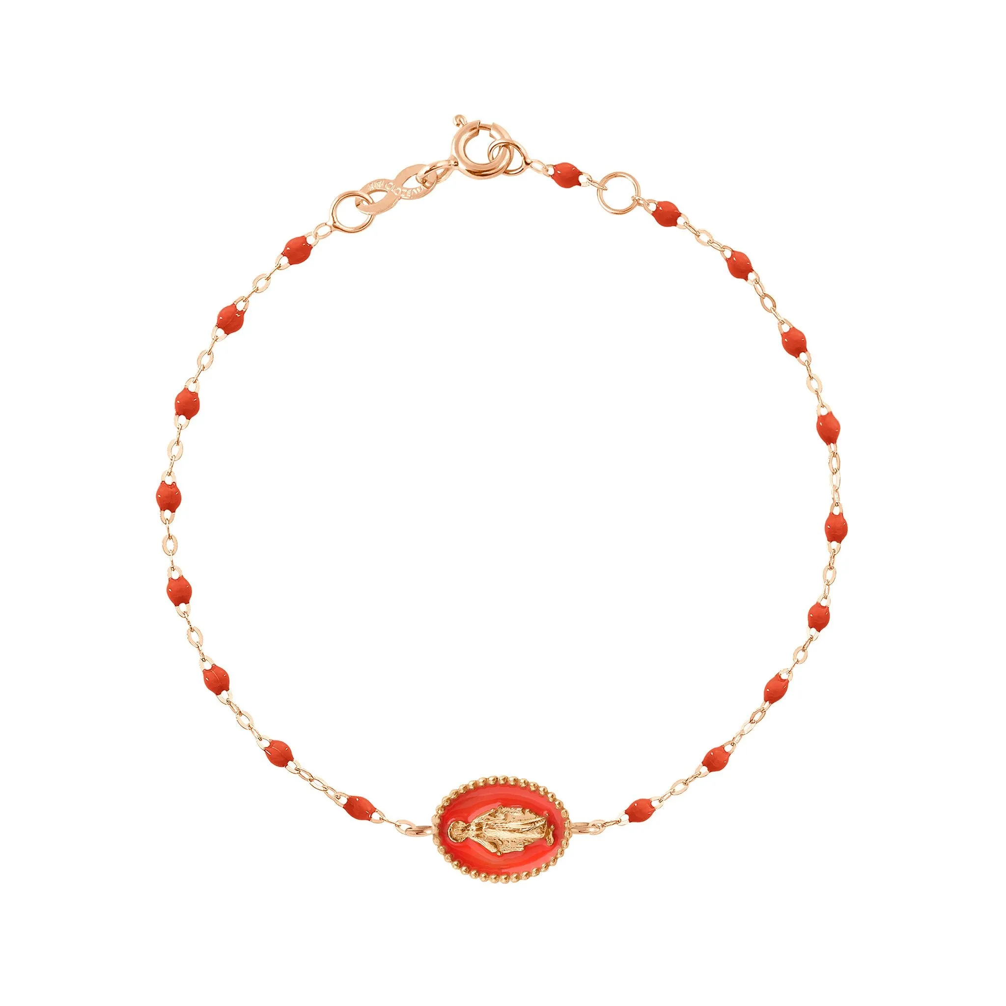 Madone resin charm Classic Gigi Coral bracelet, Rose Gold, 6.7"