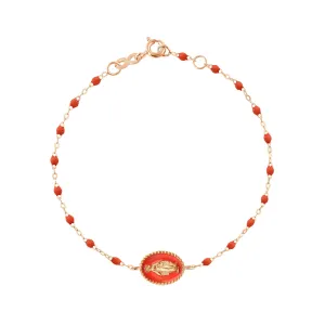 Madone resin charm Classic Gigi Coral bracelet, Rose Gold, 6.7"