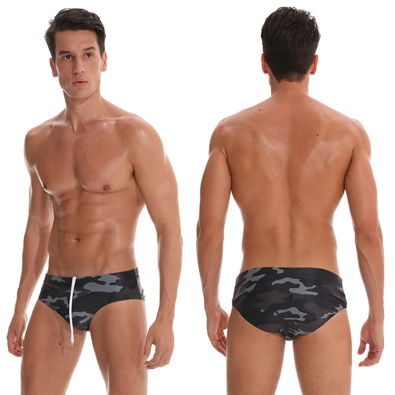 Men's Swimwear Low Swimwear Boxers Men's Swim Brief Solid Swim Brief Beachwear Trunks Swimsuit