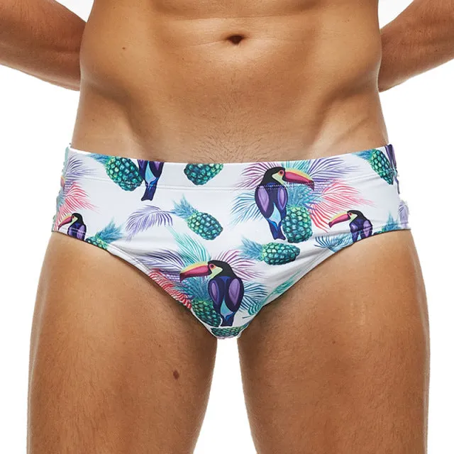 Men's Swimwear Low Swimwear Boxers Men's Swim Brief Solid Swim Brief Beachwear Trunks Swimsuit