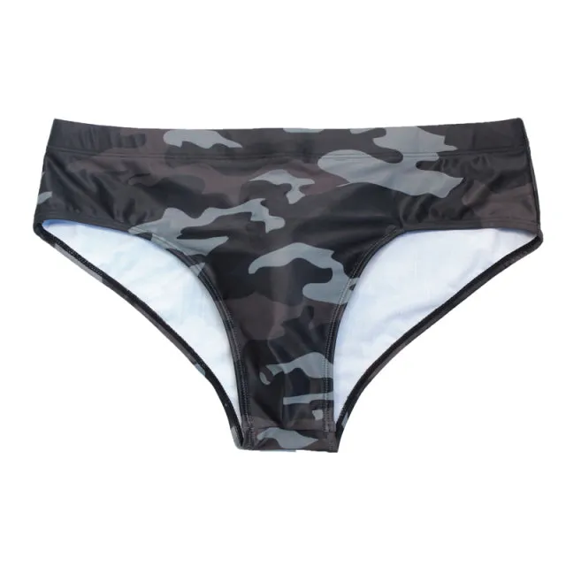 Men's Swimwear Low Swimwear Boxers Men's Swim Brief Solid Swim Brief Beachwear Trunks Swimsuit